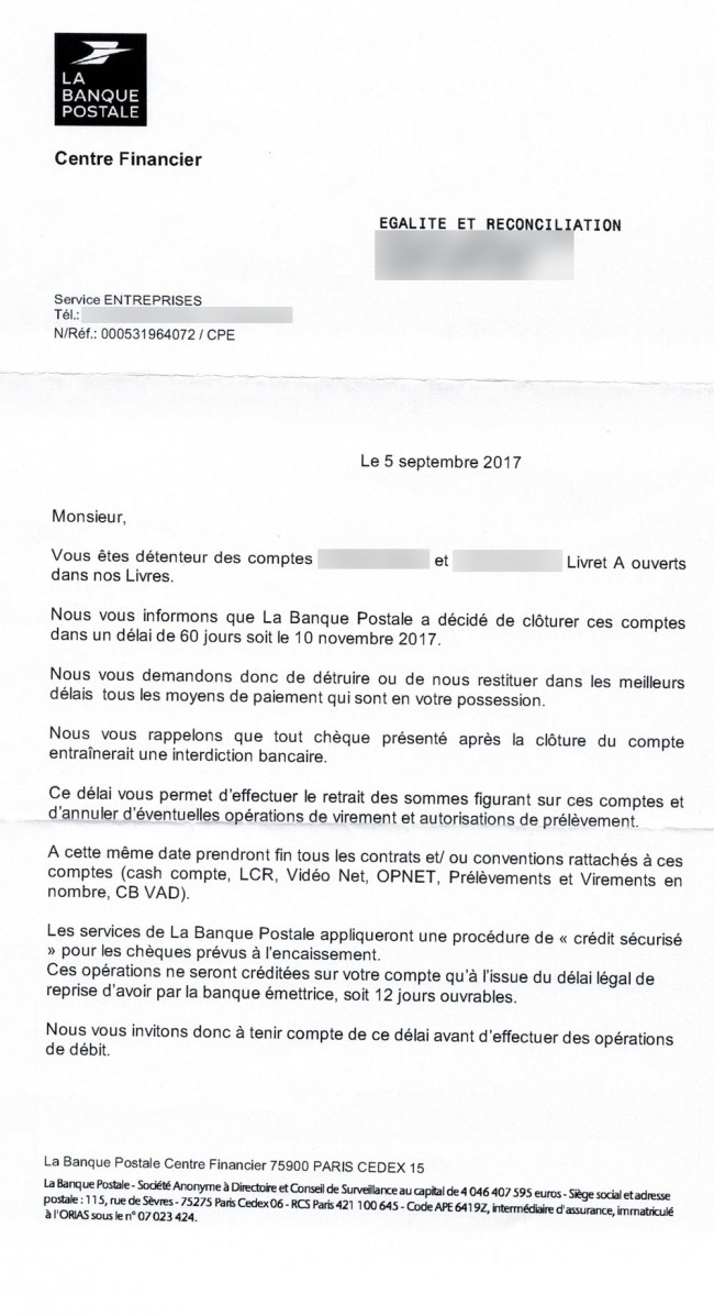 cloture livret a banque postale