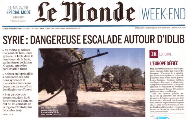 <i>Le Monde</i> : « Syrie : dangereuse escalade autour d'Idlib »