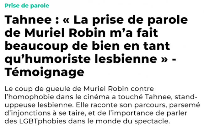 Lesbophobie : non à la pénétration de Muriel Robin dans les médias