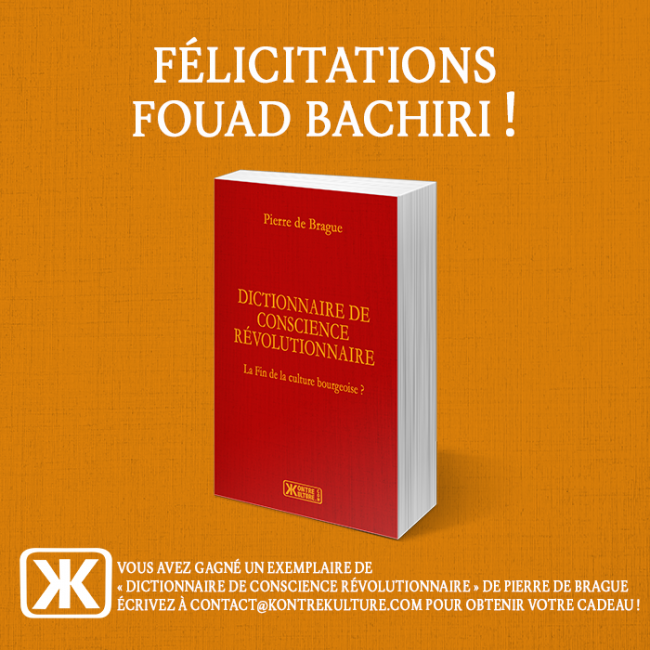 Jeu concours #29 : félicitations à FOUAD B, qui gagne un exemplaire du Dictionnaire de conscience révolutionnaire